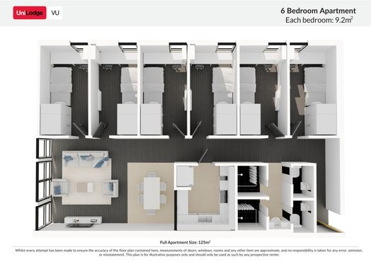 6 Bedroom Apartment - Regular Bedroom