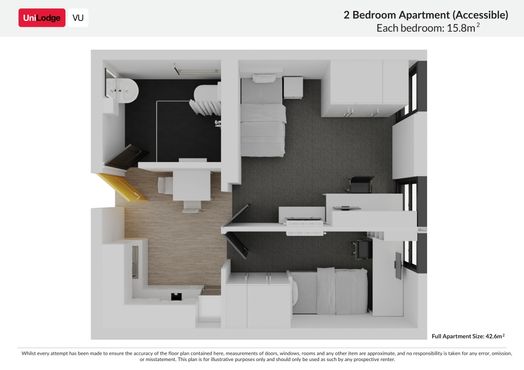 2 Bedroom Apartment - Accessible Bedroom