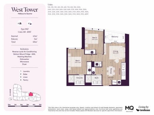 2 Bedroom, 2 Bathroom