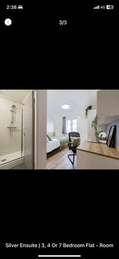 Photo of a ensuite room in a student hall in Manchester.