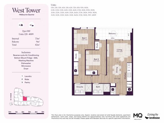 2 Bedroom, 2 Bathroom with 2 Study Nooks