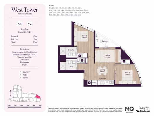 2 Bedroom, 2 Bathroom