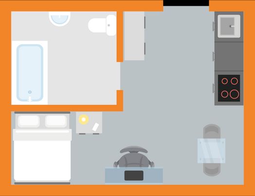 Studio with a Bath - Limited View