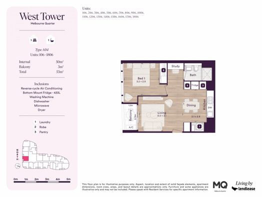 1 Bedroom, 1 Bathroom with Study Nook