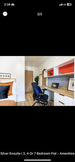 Photo of a ensuite room in a student hall in Manchester.