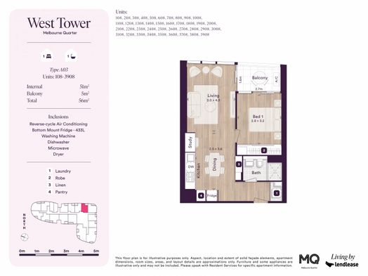 1 Bedroom, 1 Bathroom Apartment with Study Desk (Furnished)